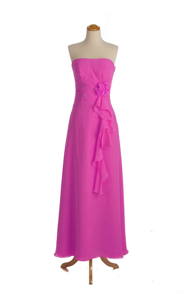 A Line Chiffon Straight Across Floor Length Bridesmaid Dress(BSD027)