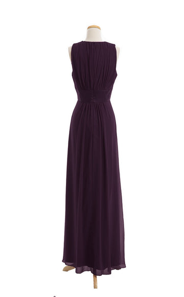 Chiffon A Line V-Neck Floor Length Bridesmaid Dress(BSD038)