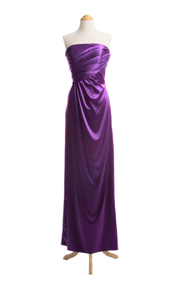 Stretch Satin A Line Straight Across Floor Length Bridesmaid Dress(BSD040)