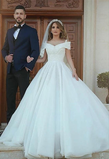 Off the Shoulder Ball Gown Wedding Dresses BWD015