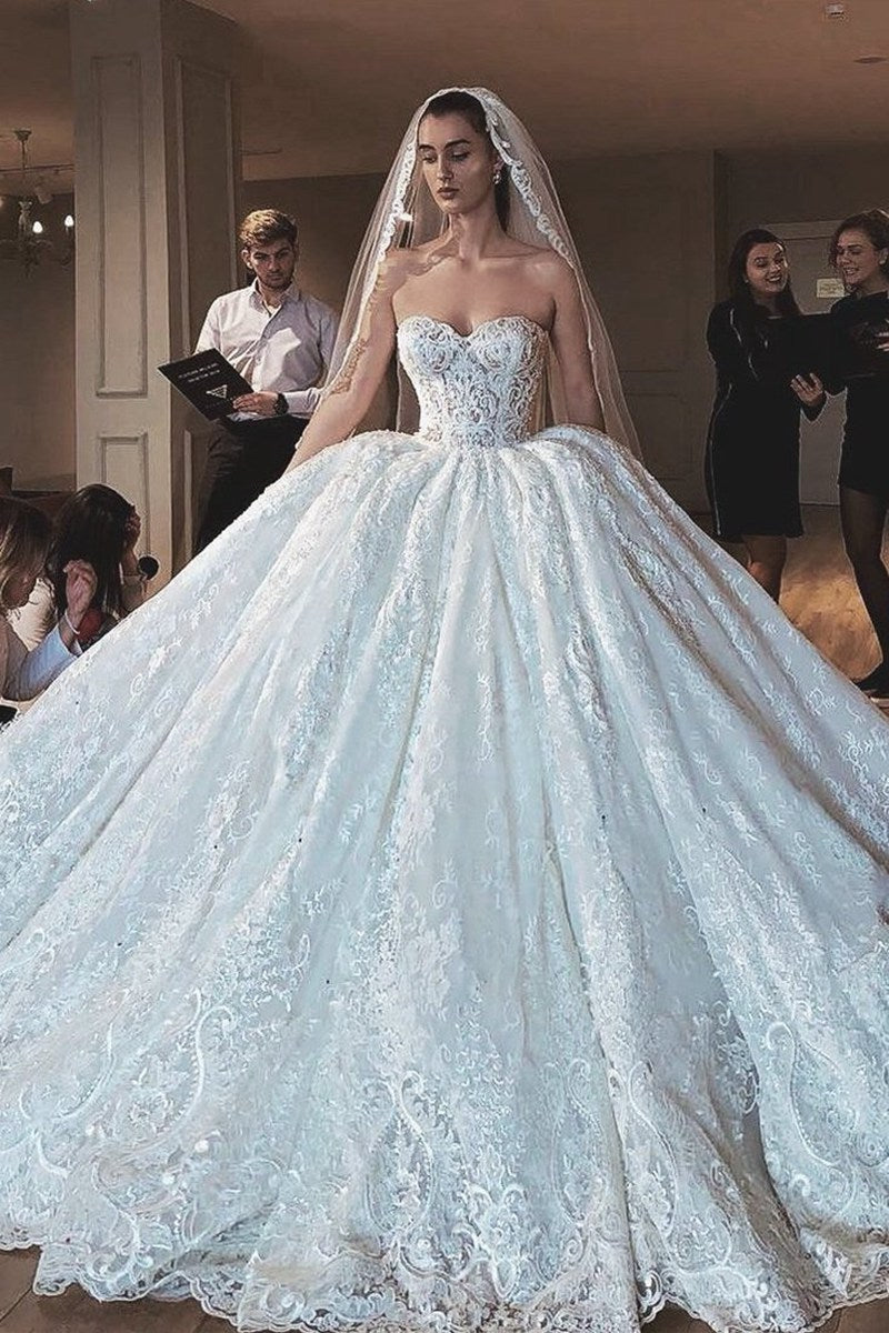 Strapless Luxury Sweetheart Princess Lace Wedding Dress BWD033 Strapless Luxury Sweetheart Princess Lace Wedding Dress BWD033