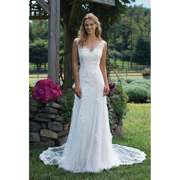 Simple Elegant Lace Mermaid V Neck Wedding Dress Bristol BWD065 Simple Elegant Lace Mermaid V Neck Wedding Dress Bristol BWD065