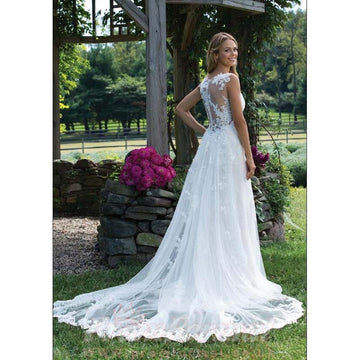 Simple Elegant Lace Mermaid V Neck Wedding Dress Bristol BWD065