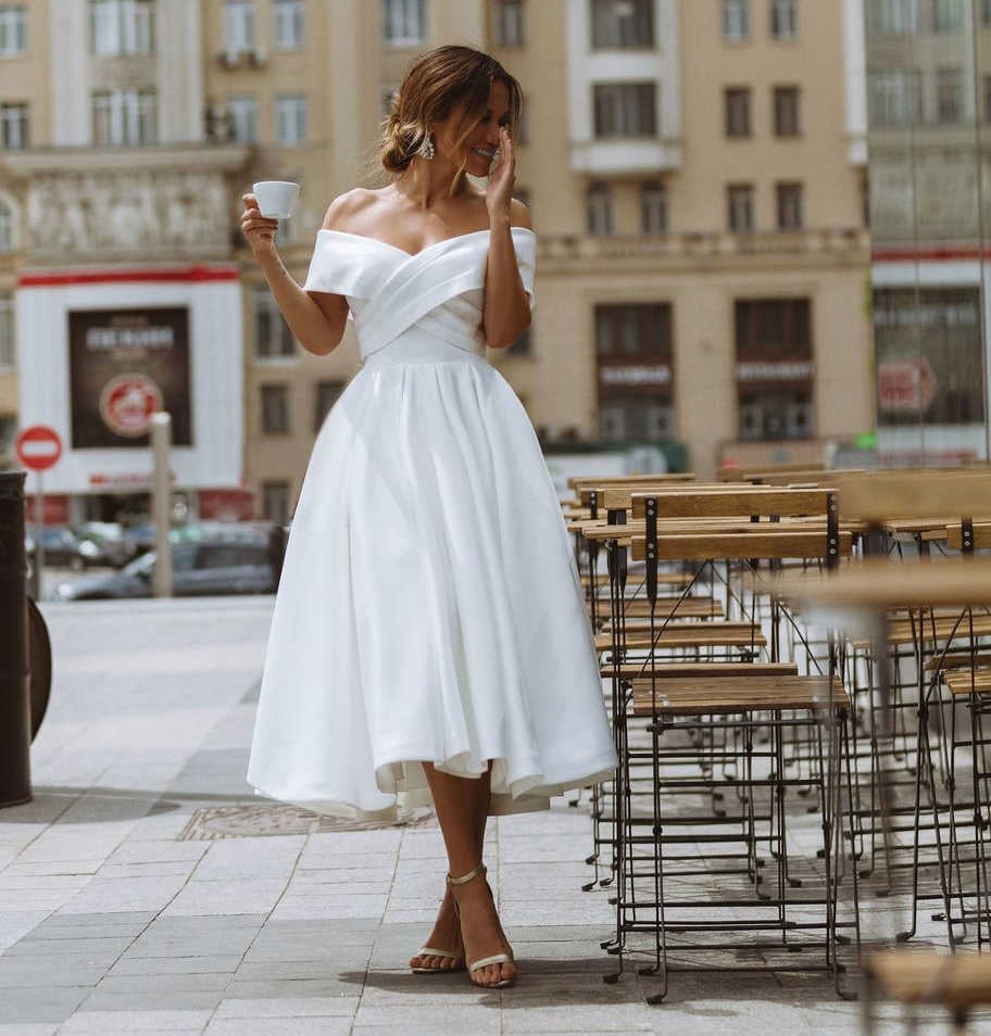 Classic Simple 50s Tea Length Short Rockabilly Wedding Dress Belfast B Classic Simple 50s Tea Length Short Rockabilly Wedding Dress Belfast B