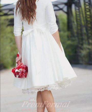Audrey Hepburn 3/4 Sleeves Rockabilly inspired 50s Short Wedding Dress BWD080