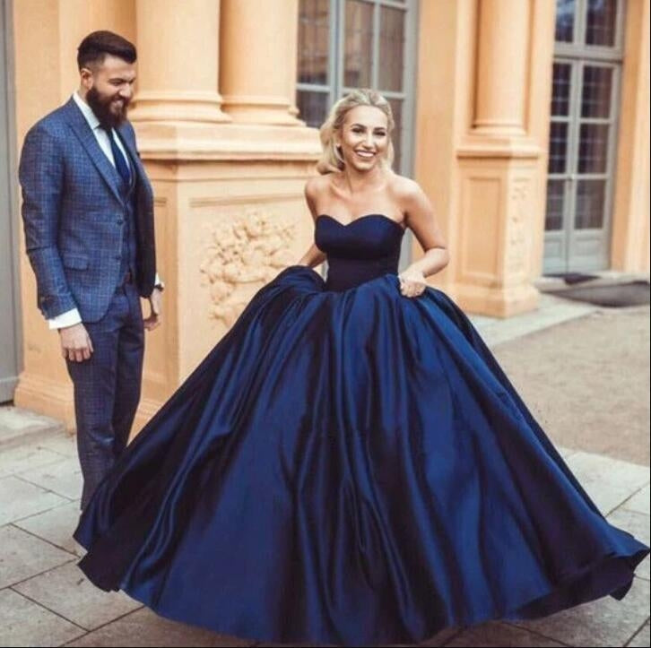 Sweetheart Navy Blue Simple Wedding Dress Quinceanera Gown BWD083 Sweetheart Navy Blue Simple Wedding Dress Quinceanera Gown BWD083