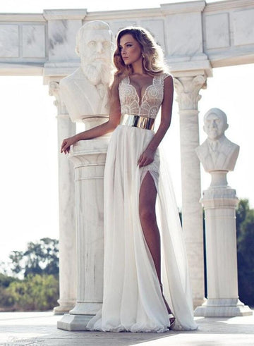 Simple Boho Chiffon Flowy Summer Beach Wedding Dress London BWD091