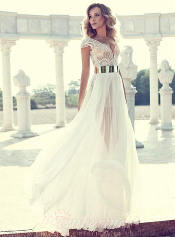 Simple Boho Chiffon Flowy Summer Beach Wedding Dress London BWD091