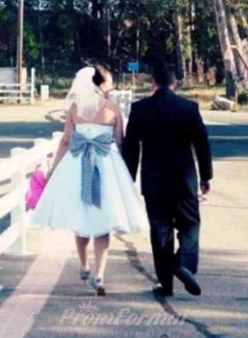 A Line Simple Plus Size Sweetheart Vintage Short Rockabilly Wedding Dress BWD115
