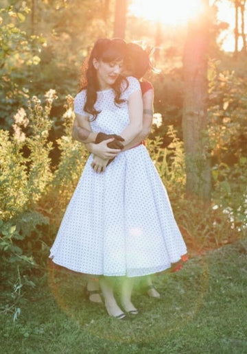 A Line Country Vintage Rockabilly Tea Length Wedding Dress for Short Women BWD129