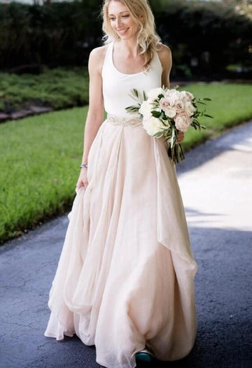 Champagne Straps Church Boho Rustic Modern Wedding Dress Cardiff BWD144