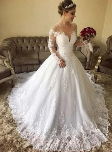 Ball Gown Off The Shoulder Long Sleeves Lace Wedding Dresses BWD146