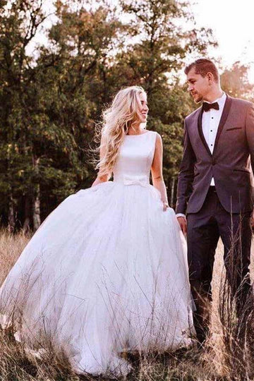 Satin Tulle Low Back Fall Ethereal forest Wedding Dress BWD161