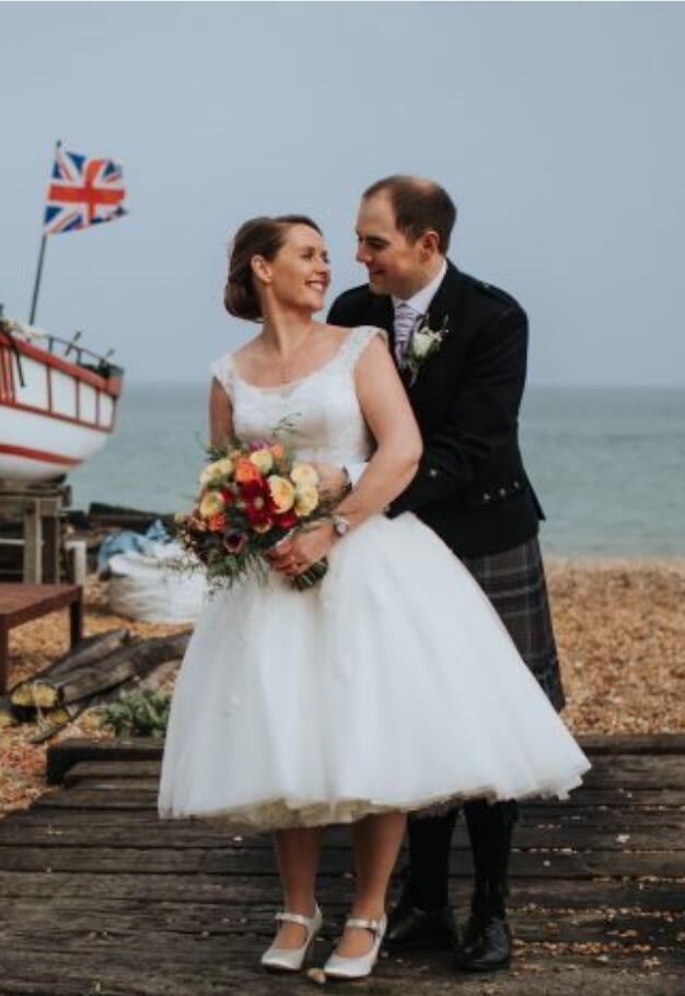 Vintage Plus Size Tea Length 50s Lace Rockabilly Wedding Dress BWD170