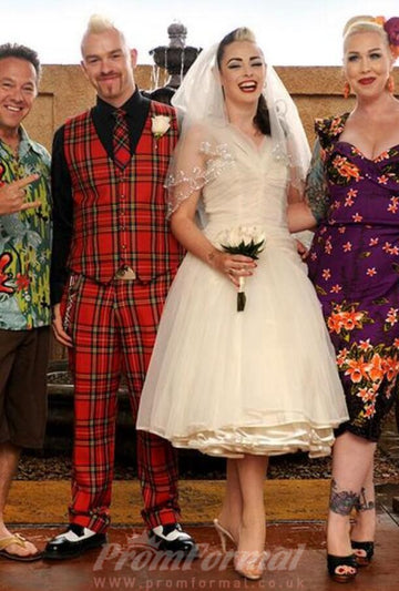 Rockabilly Tea Length 50s Style Short Wedding Dress Honeymoon BWD176
