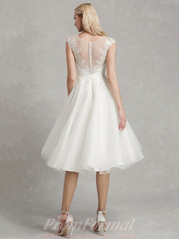 Rockabilly Lace Cap Sleeve Beautiful Back Outdoor Wedding Dress BWD235
