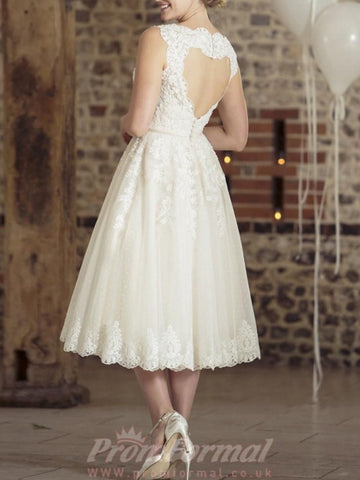 Rockabilly Tea Length Lace Vintage 50s Wedding Dress BWD249