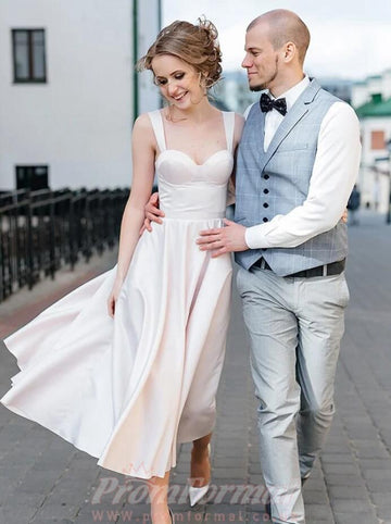 Pink Tea Length Rockabilly Wedding Dress BWD259