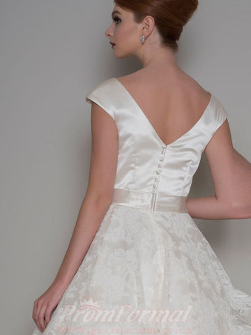 Lace Rockabilly Wedding Dress with Bows BWD297