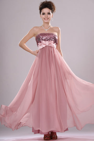 Blushing Pink Chiffon,Sequins A-line Asymmetrical With Draping Bridesmaid Dress(UKBD03-443)