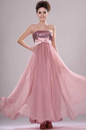 Blushing Pink Chiffon,Sequins A-line Asymmetrical With Draping Bridesmaid Dress(UKBD03-443)