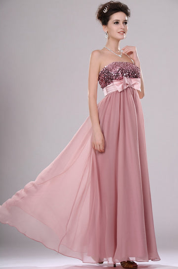 Blushing Pink Chiffon,Sequins A-line Asymmetrical With Draping Bridesmaid Dress(UKBD03-443)