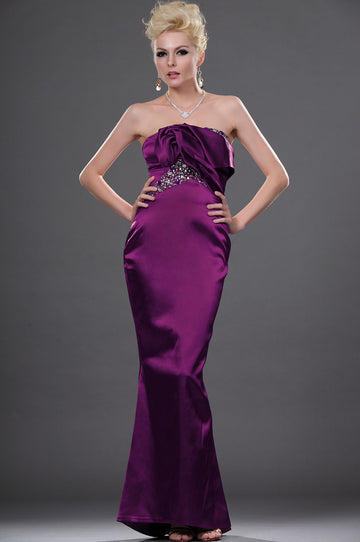 Grape Satin Trumpet/Mermaid Mother Gowns With Beading Bridesmaid Dress(UKBD03-448)