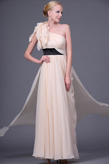 A-Line Pearl Pink Mother Gowns One Shoulder With Draping Bridesmaid Dress(UKBD03-452)