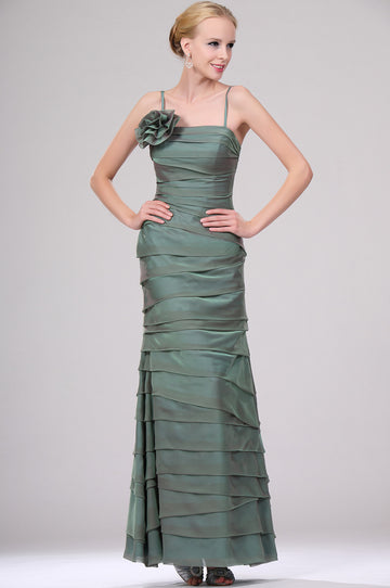 Sea Green Mother Gowns Sheath/Column Straps With Ruched Bridesmaid Dress(UKBD03-455)