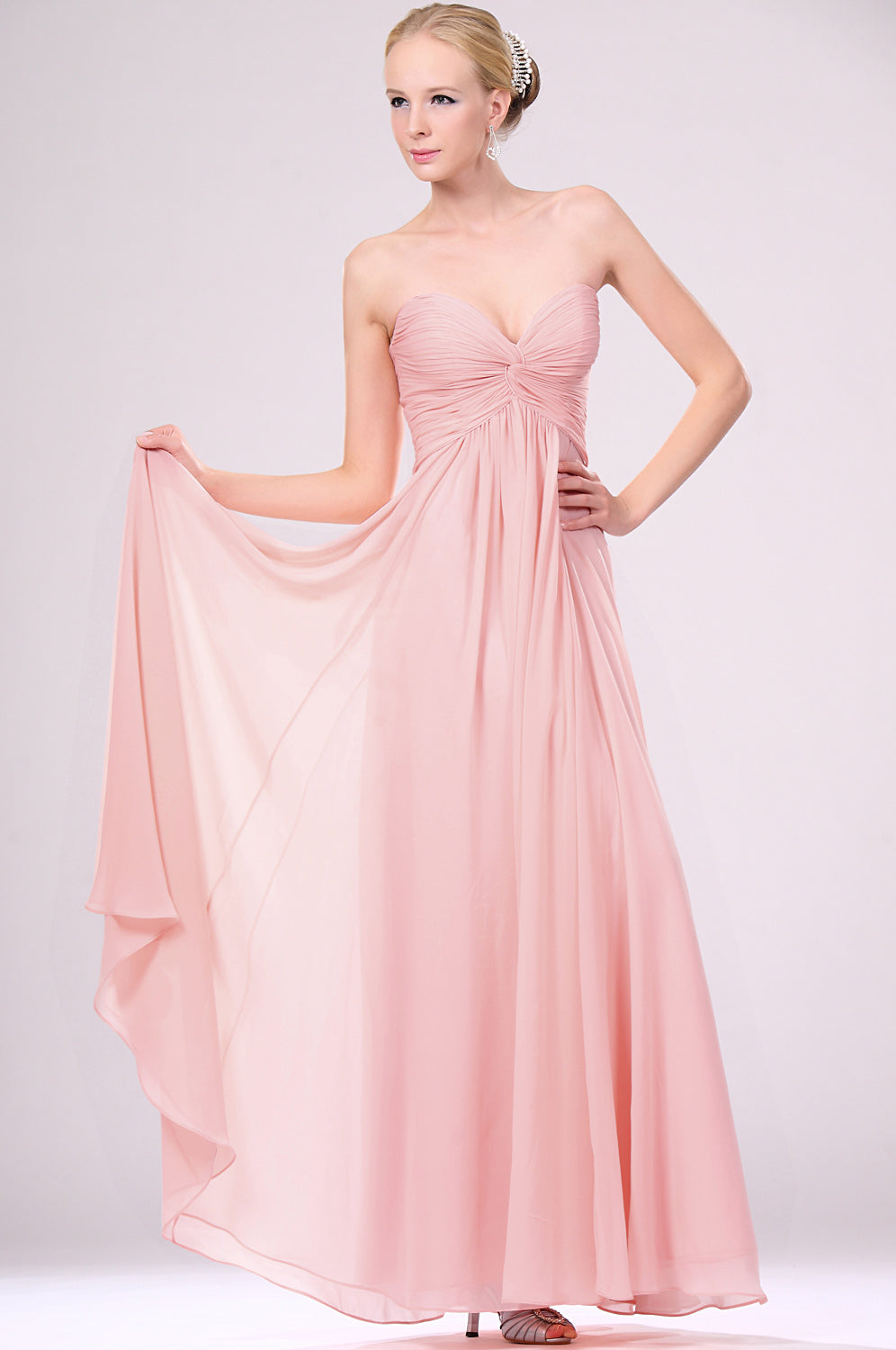 A-Line Pink Chiffon Sweetheart With Draping Bridesmaid Dress(UKBD03-46 A-Line Pink Chiffon Sweetheart With Draping Bridesmaid Dress(UKBD03-46