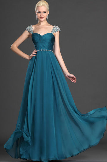 A-Line Ink Blue Mother Off The Shoulder With Beading Bridesmaid Dress(UKBD03-499)