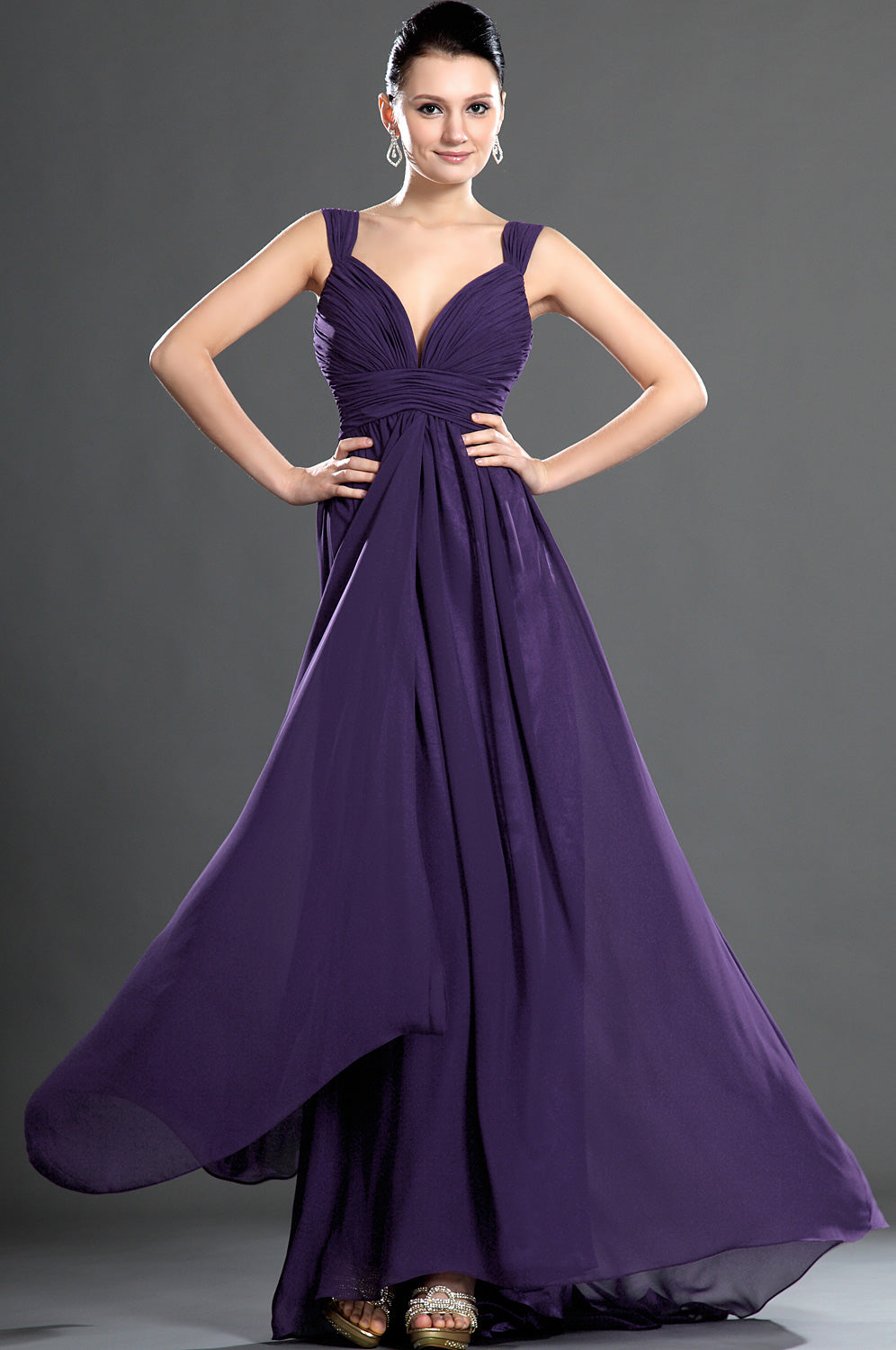 Grape Lace A-line Straps With Draping Bridesmaid Dress(UKBD03-540) Grape Lace A-line Straps With Draping Bridesmaid Dress(UKBD03-540)