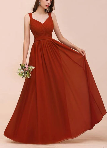 CBD001 Chiffon Rust Beach Bridesmaid Dress