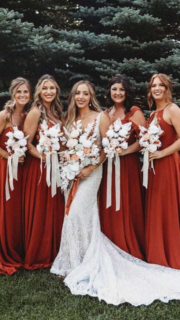 CBD023 Terracotta Copper Chiffon Bridesmaid Dress
