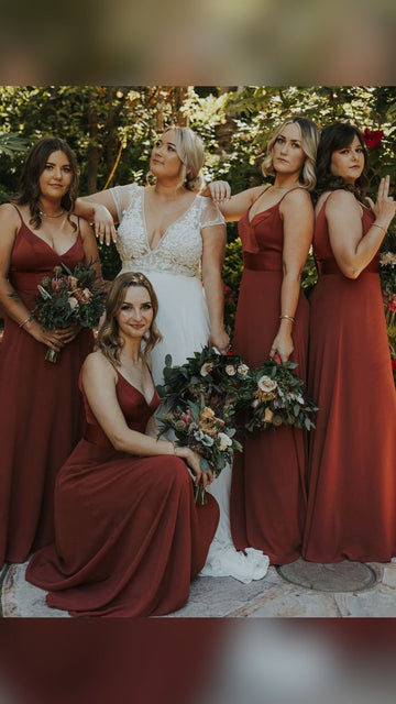 CBD024 Terracotta Copper Chiffon Bridesmaid Dress