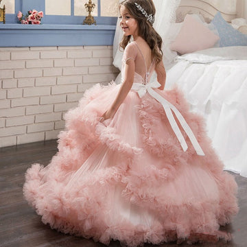 Cute Ball Gown Short Sleeve Kids Flower Girl Dress for Girls BDCH0106