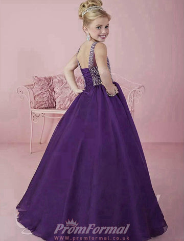 Beading Purple Kids Prom Dress CHK008