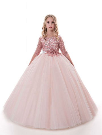 Ball Gown Half Sleeve Chic Kids Prom Dress CHK011