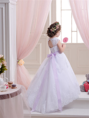 Tulle , Lace Princess Flower Girl Dress BDCHK151