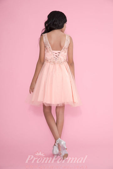 Beading Tulle Mini Children's Prom Dress (FGD295)