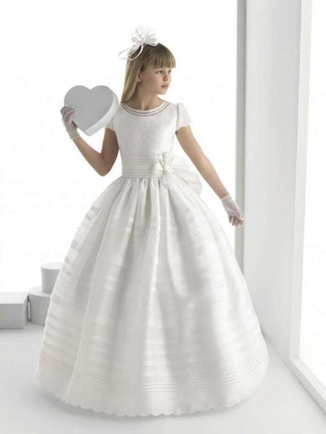 Short Sleeve First Communion Dress For Girls FGD501