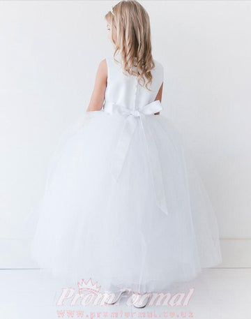 Girls Tulle and Satin Communion Dress With Sashes FGD503