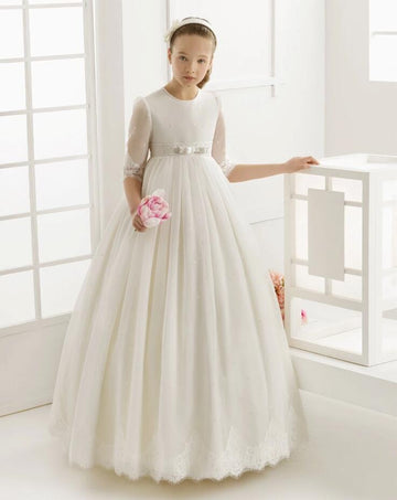 Half Sleeve Ivory Elegant First Communion Dress for girls FGD504