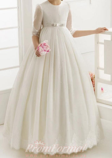Half Sleeve Ivory Elegant First Communion Dress for girls FGD504