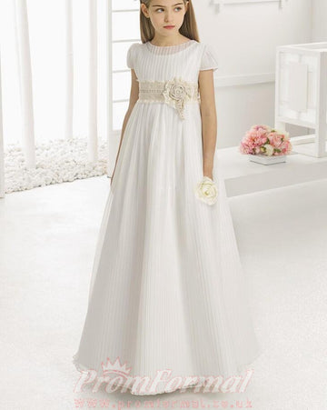Short Sleeve Ivory First Communion Dress for girls FGD505