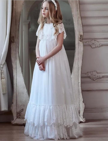 Lace Short Sleeves First Communion Kids Dress FGD508