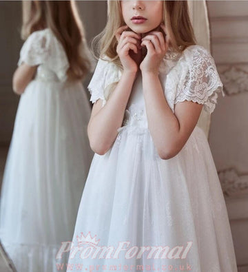 Lace Short Sleeves First Communion Kids Dress FGD508