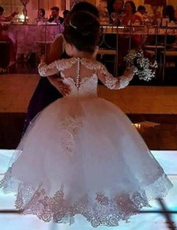Toddlers Lace Full Sleeve Flower Girl Dress BDFGD514