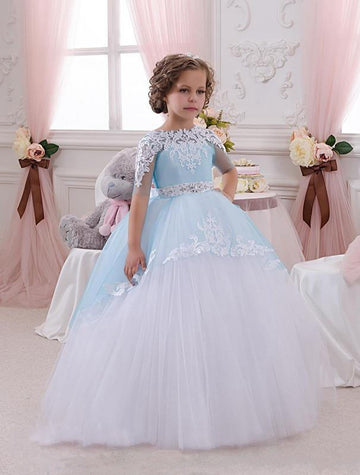 Ball Gown Half Sleeve Kids Flower Girl Dress for Girls BDCH0101