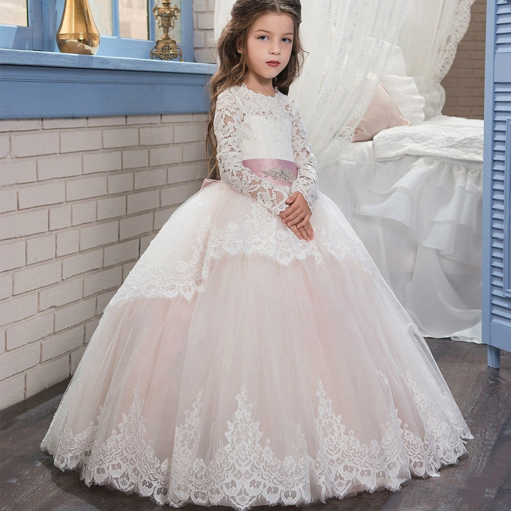 Ball Gown Long Sleeve Kids Flower Girl Dress for Girls BDCH0102
